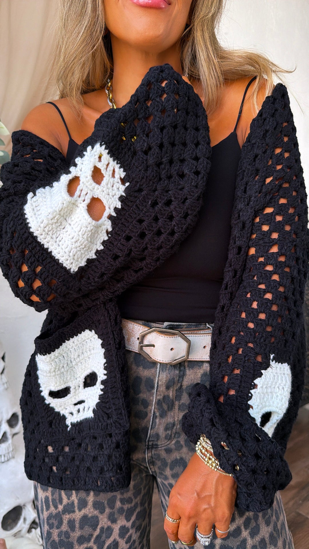 Dressed In Skulls Cardigan, Black
