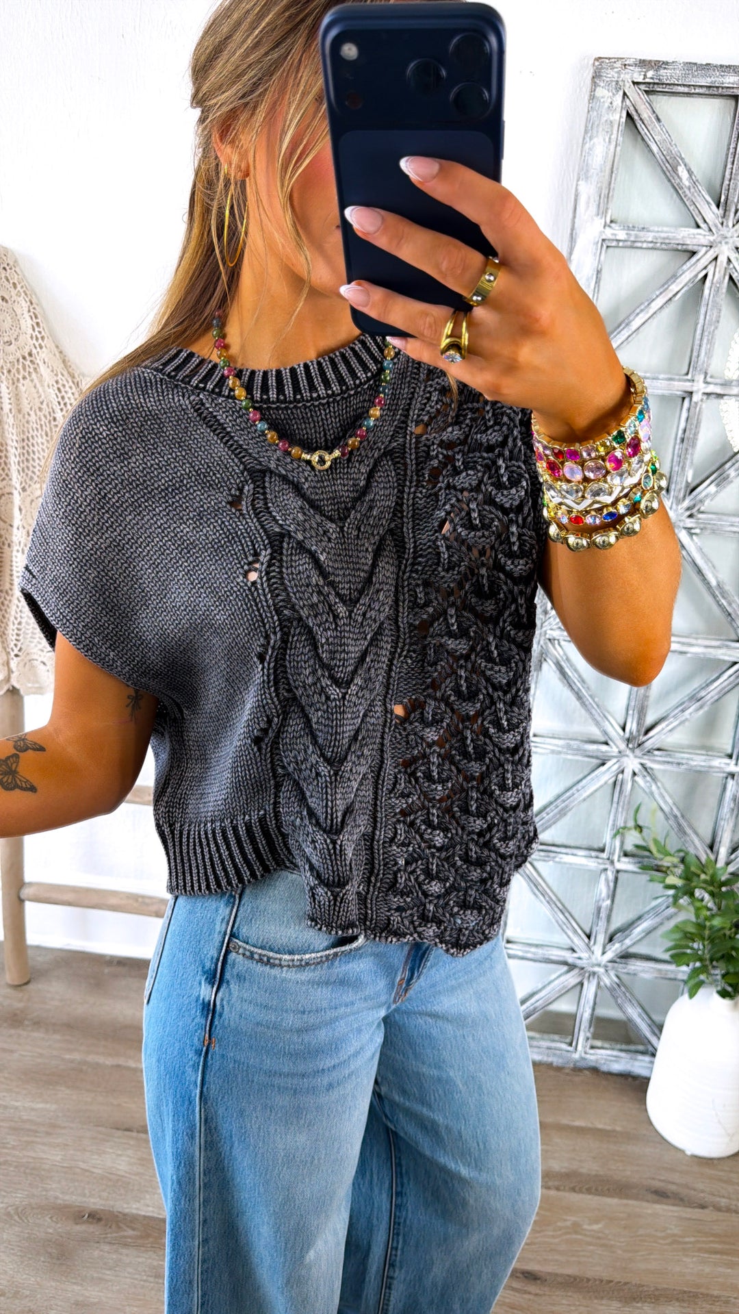 Wild Heart Sweater Tank, Black