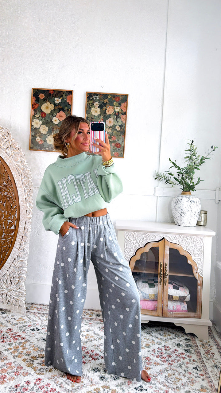Sweet Spot Polka Dot Sweatpants, H.Grey/Cream