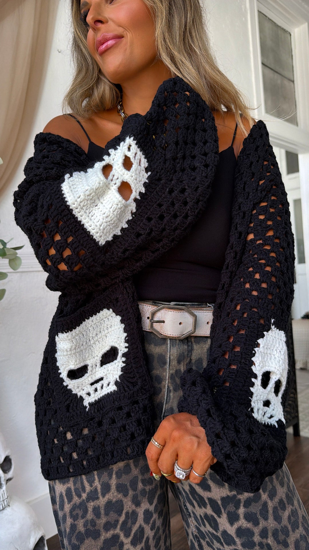 Dressed In Skulls Cardigan, Black