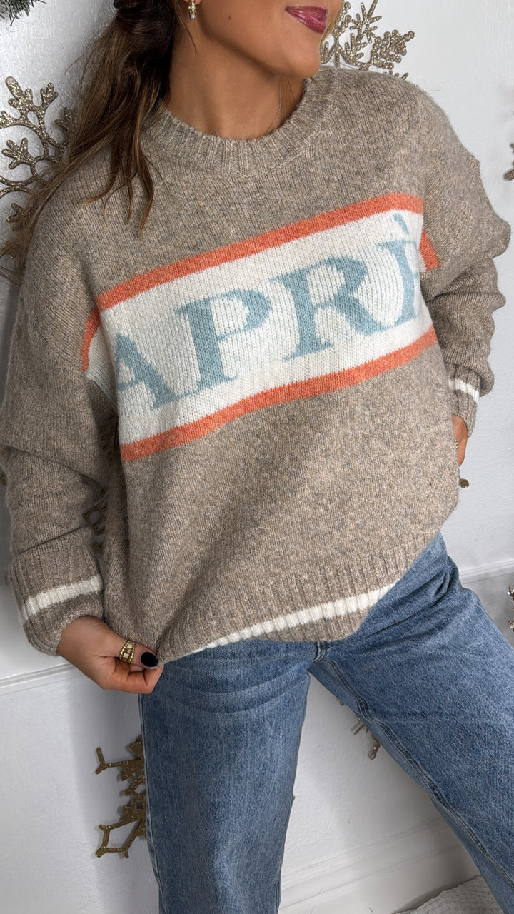 Down The Slopes Knit Sweater, Oatmeal