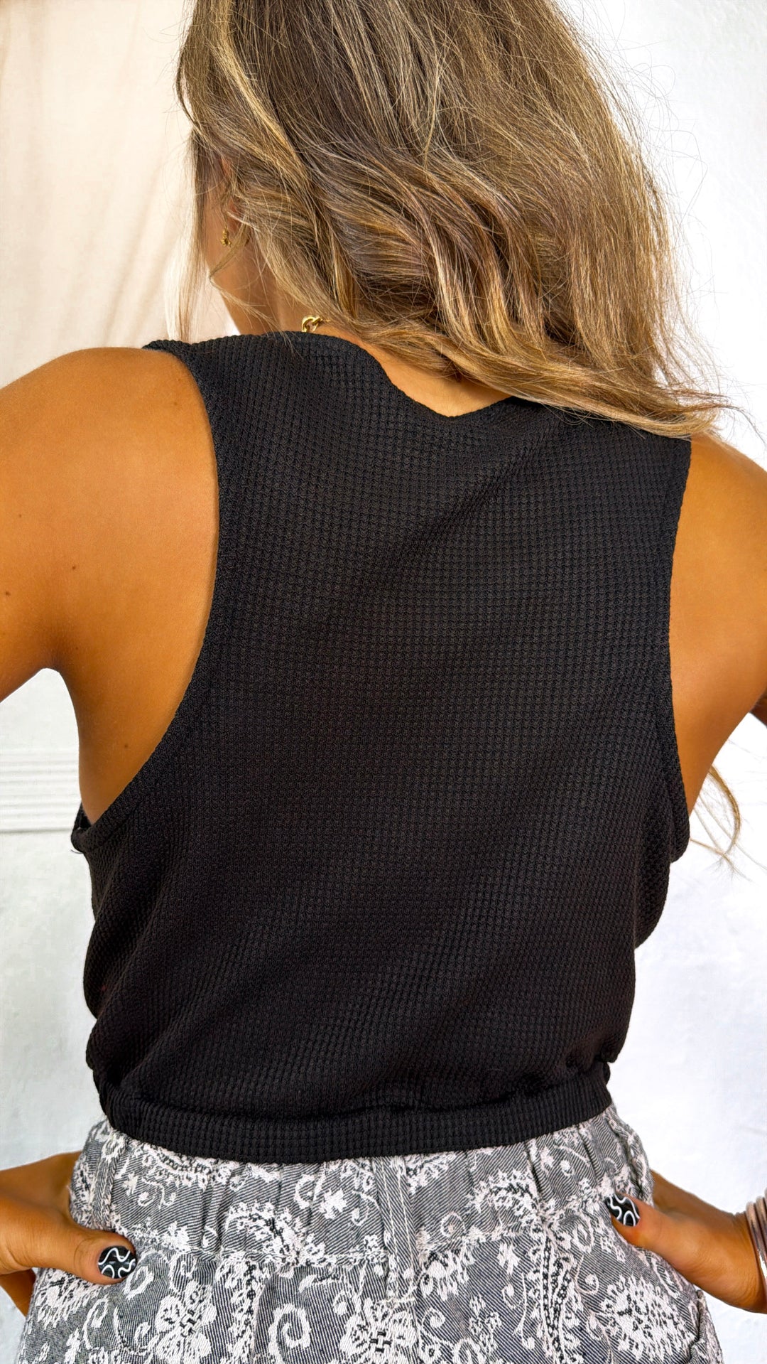 Knit Bralette Floral Embellished Top, Black