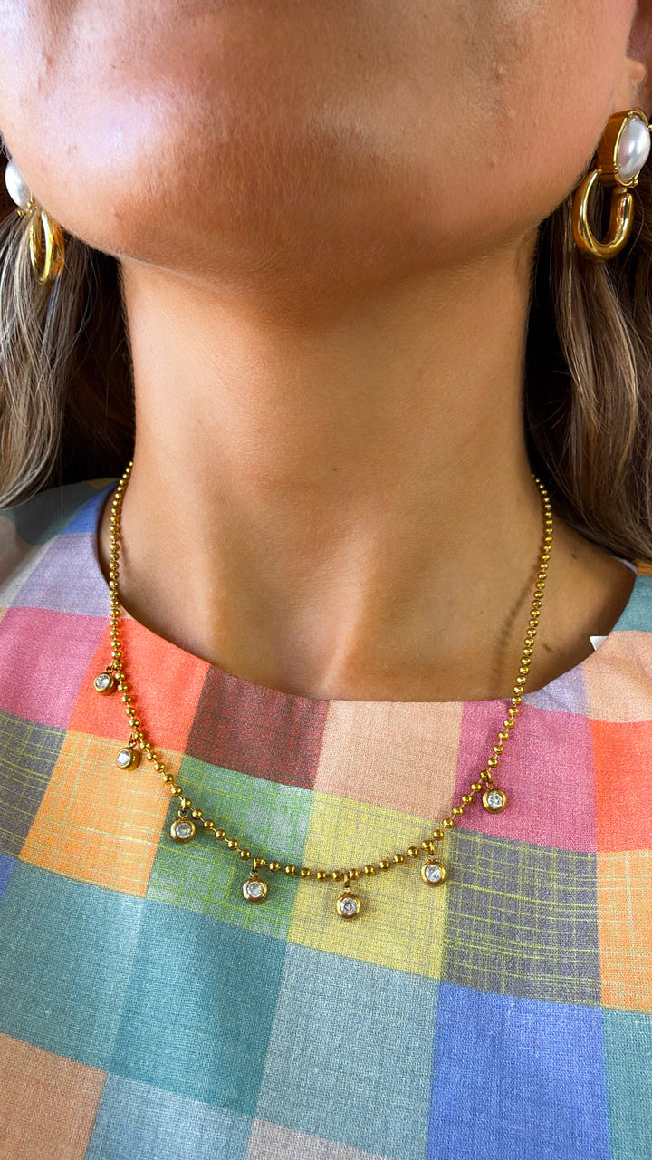 Water Proof Dropping Crystals Necklace