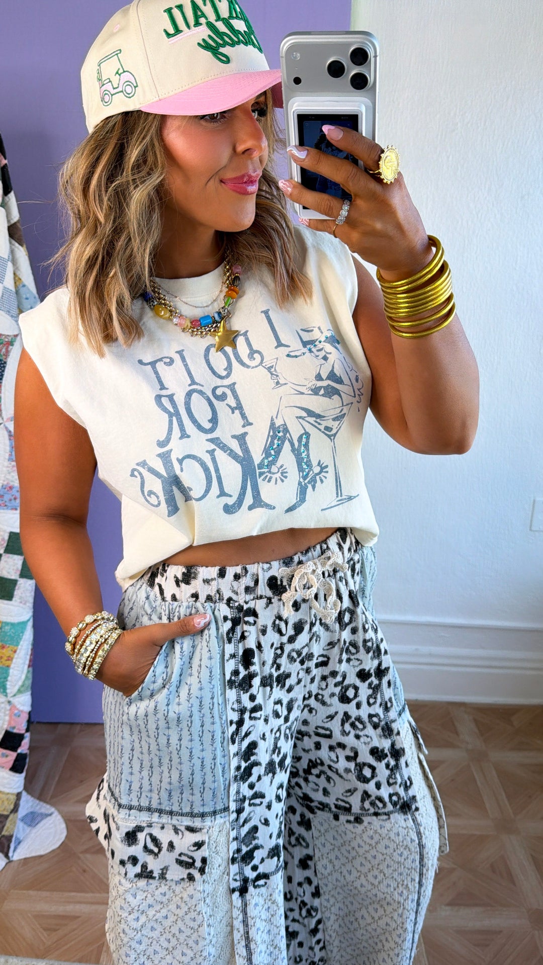 I Do It For Kicks Muscle Tank, Cream