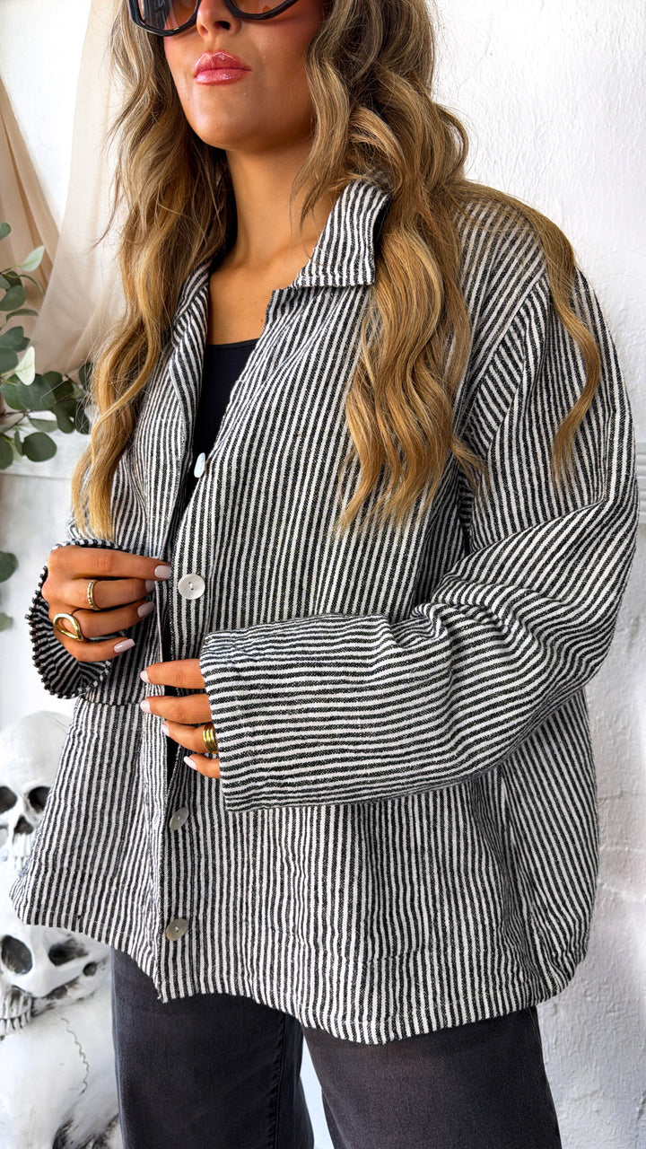 Angry Orchard Button Up Top, Black Multi