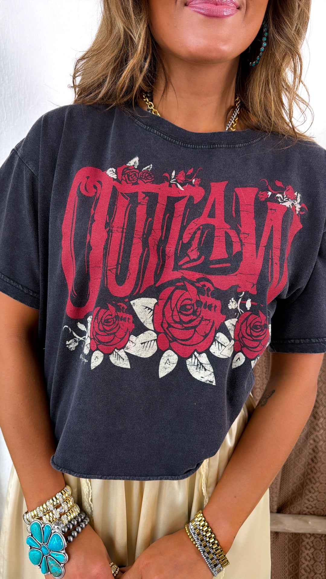 PRE ORDER JUNE 10: Outlaw Washed Graphic Tee, Grey