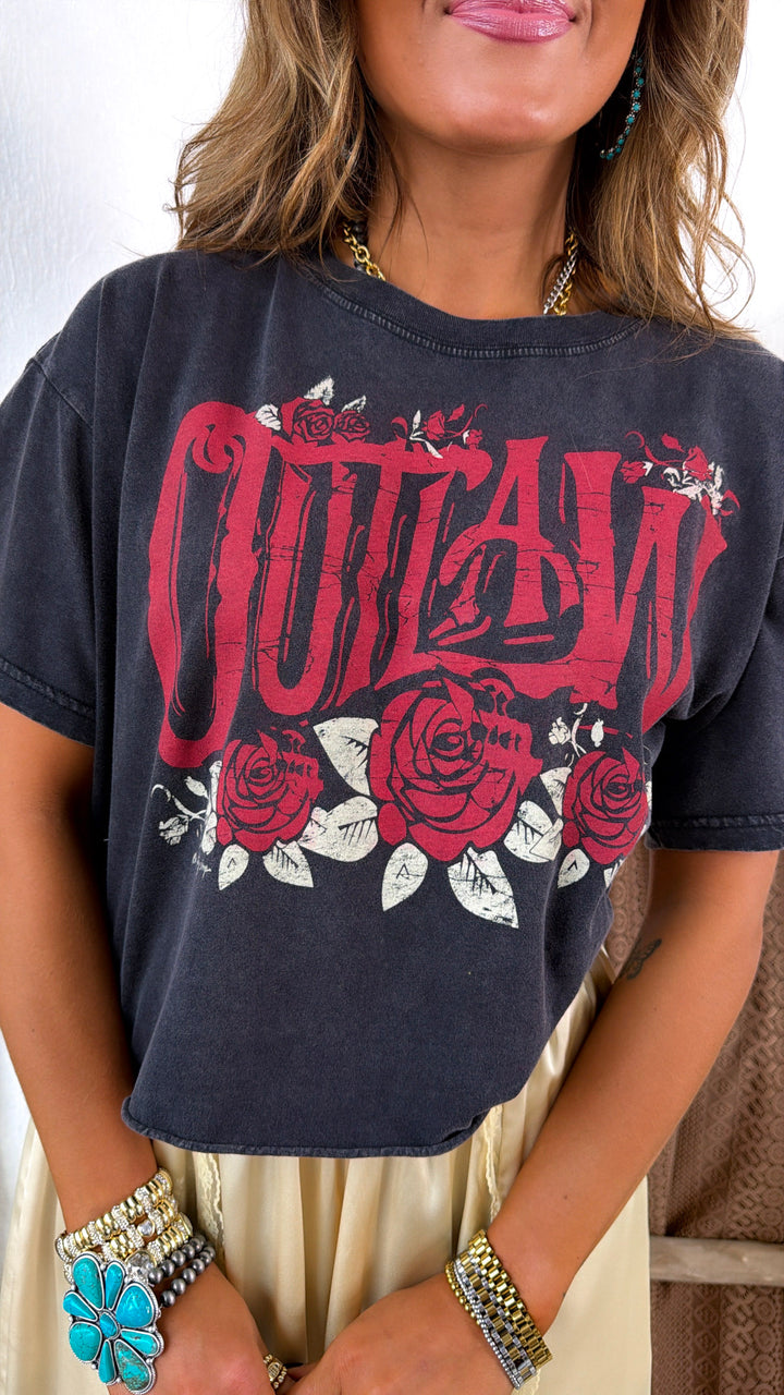 PRE ORDER JUNE 10: Outlaw Washed Graphic Tee, Grey