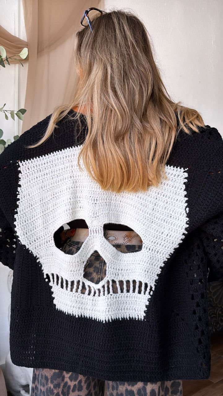 Dressed In Skulls Cardigan, Black