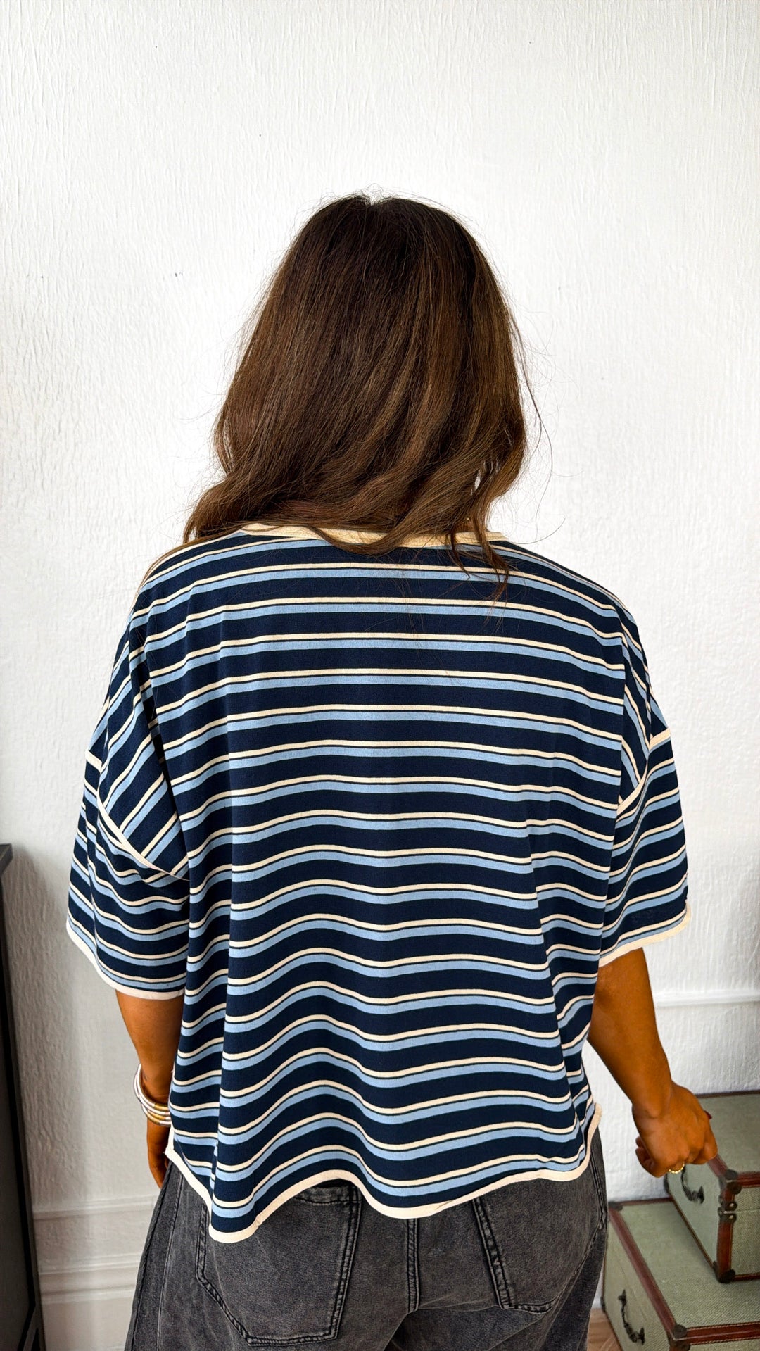 Retro Spirit Stripe Top, Navy/Blue