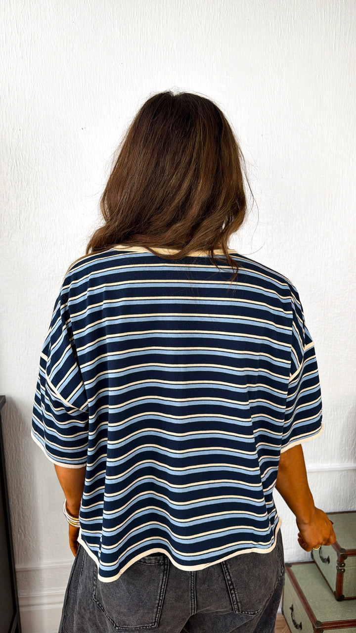 Retro Spirit Stripe Top, Navy/Blue