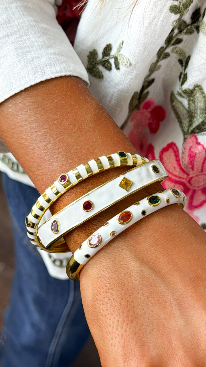 White Confetti Bangle Set