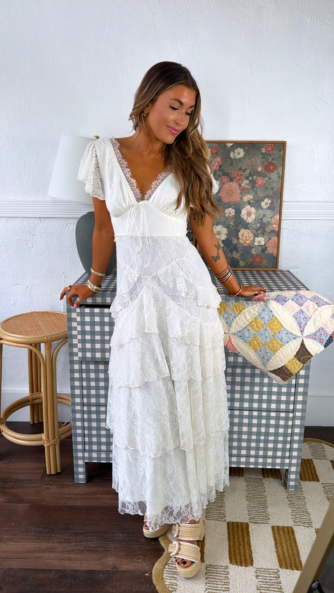 Soft Cloud Ruffle Dress, Ivory