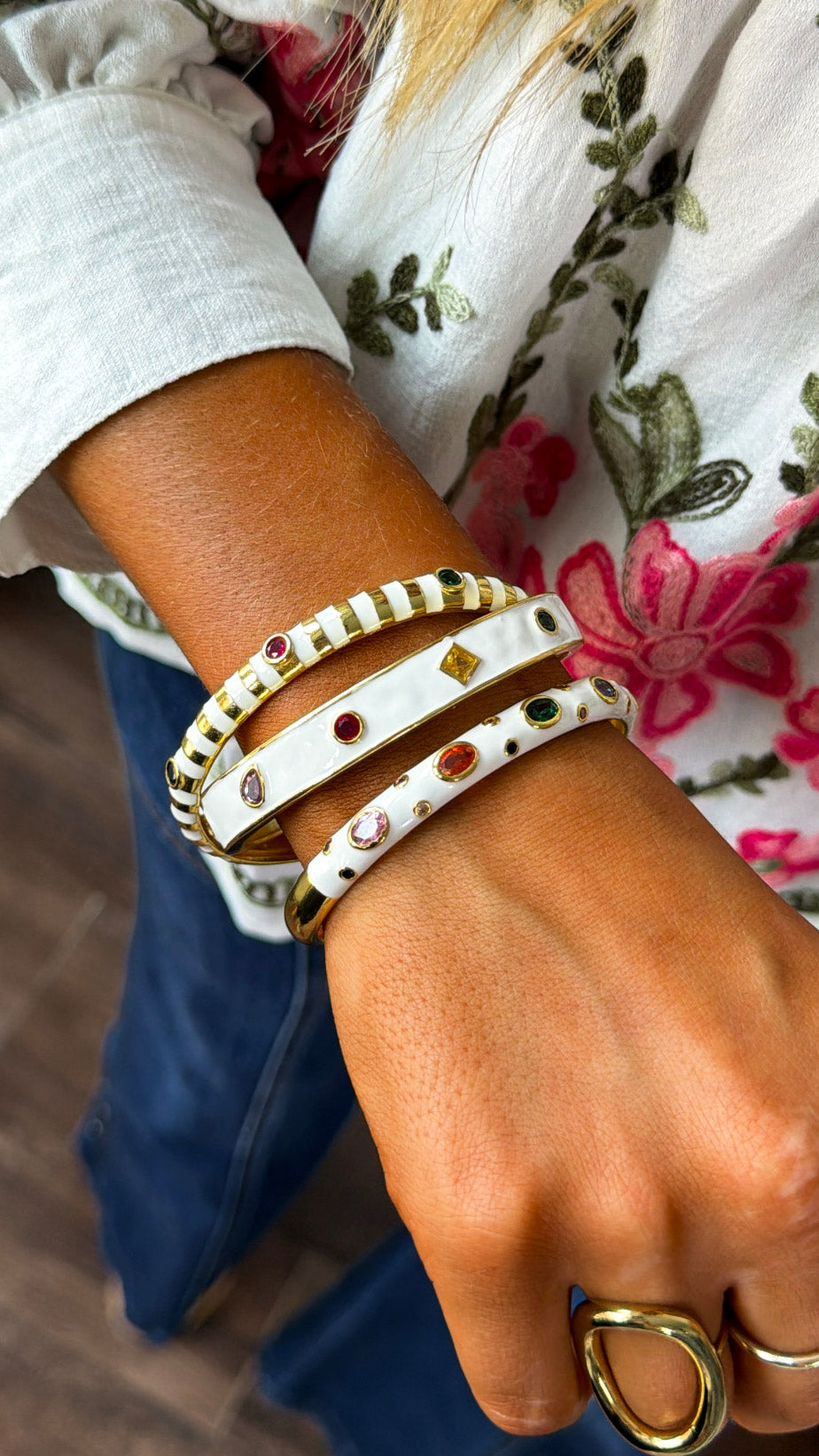 White Confetti Bangle Set