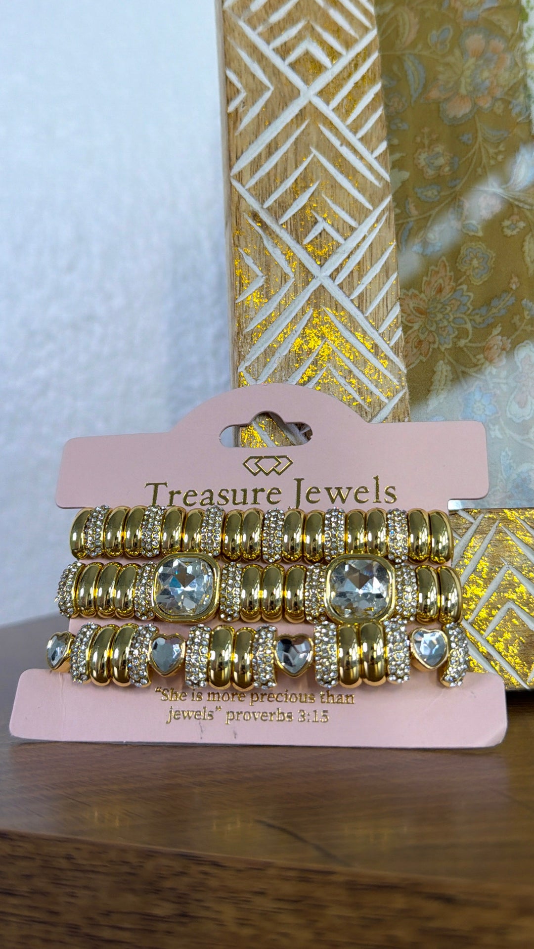 Golden Heart Crystal Bracelet Stack