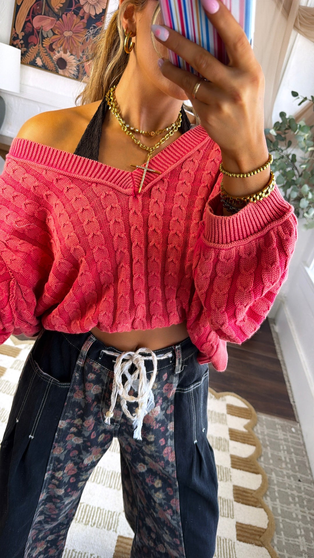 Harper Knit Sweater, Apple Red