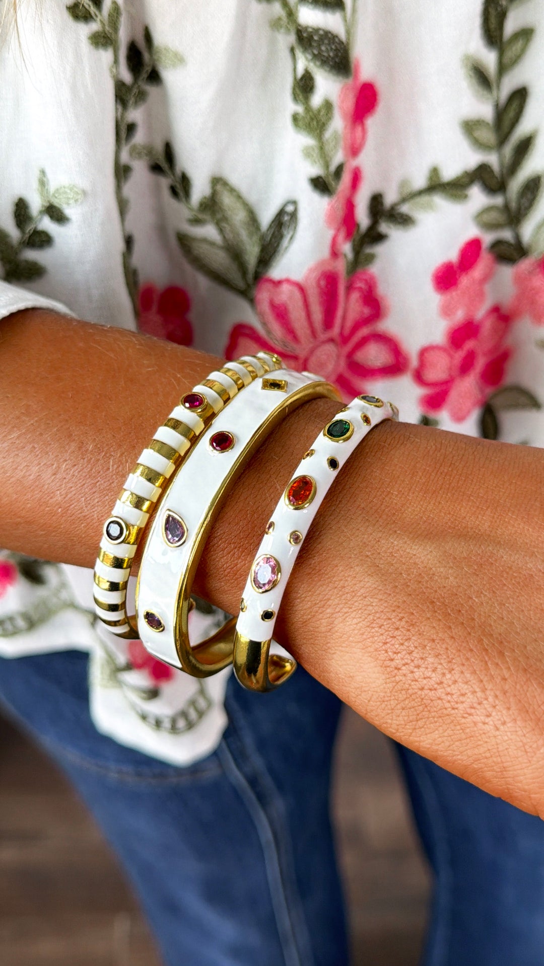 White Confetti Bangle Set