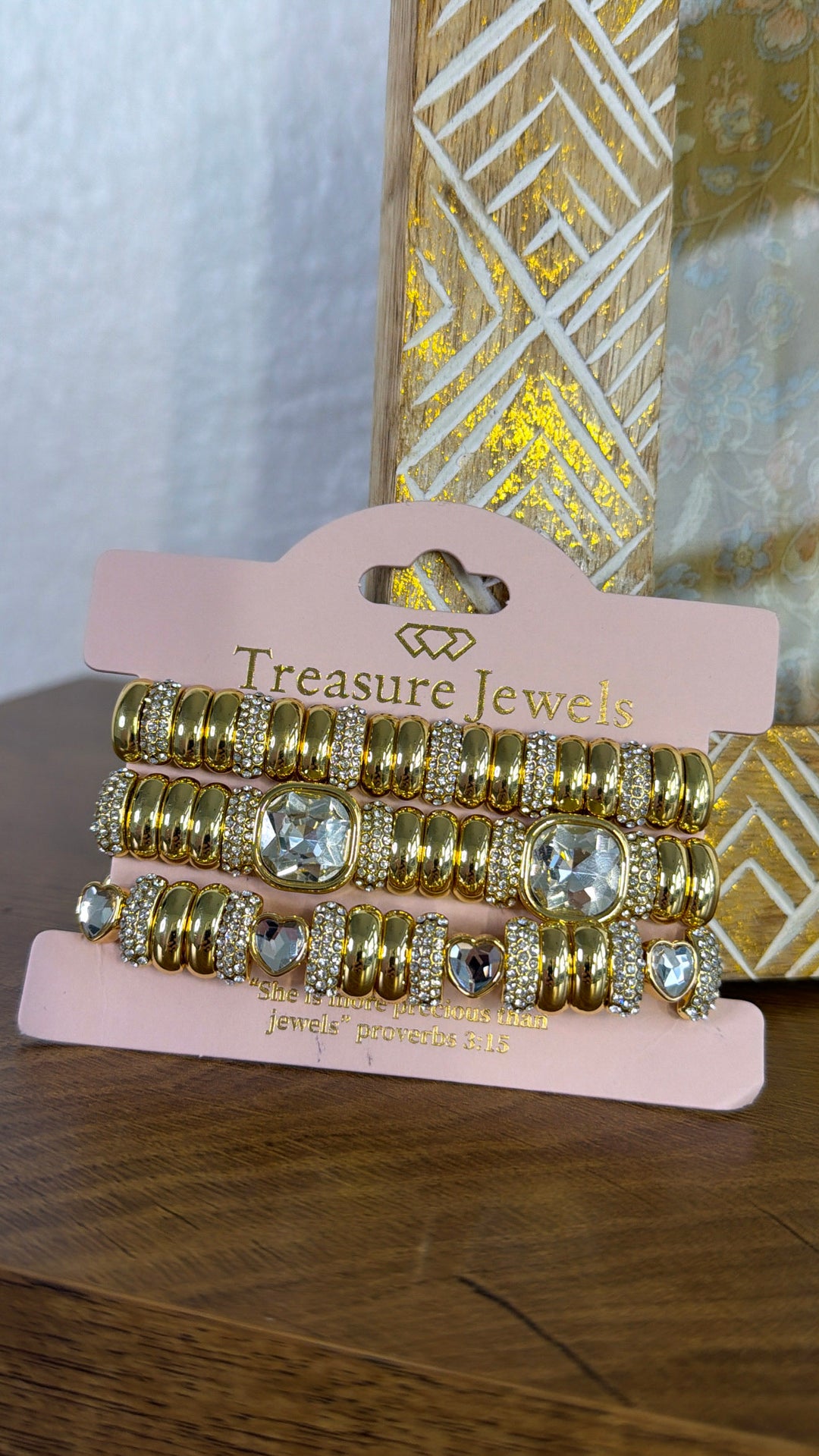Golden Heart Crystal Bracelet Stack