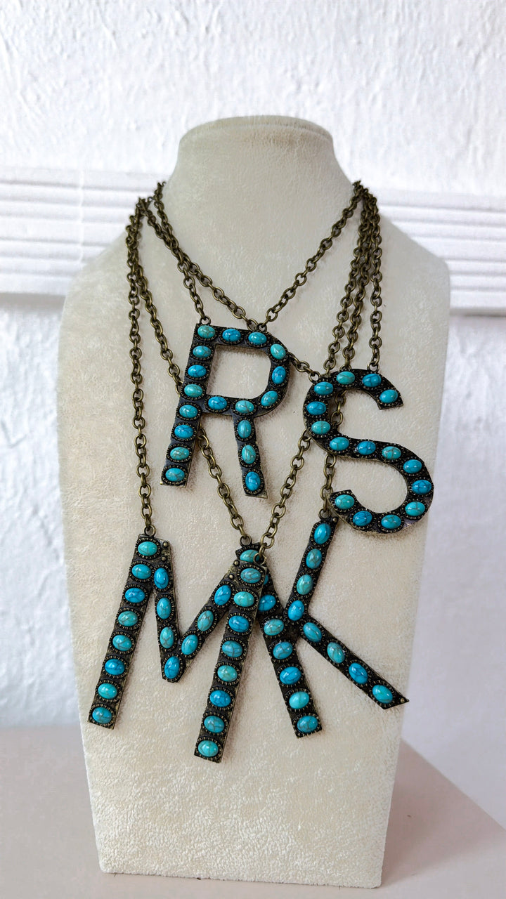 Blaze Initial Necklace, Bronze