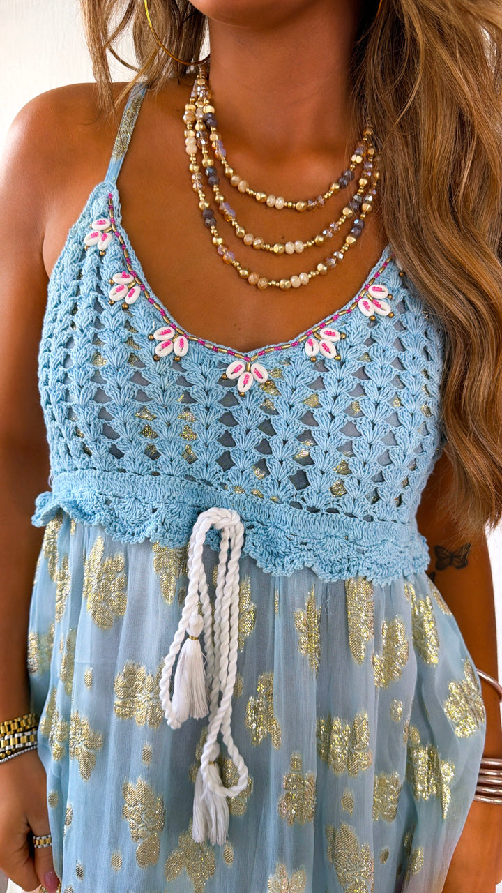 Lavender Fields Maxi Dress, Sky Blue