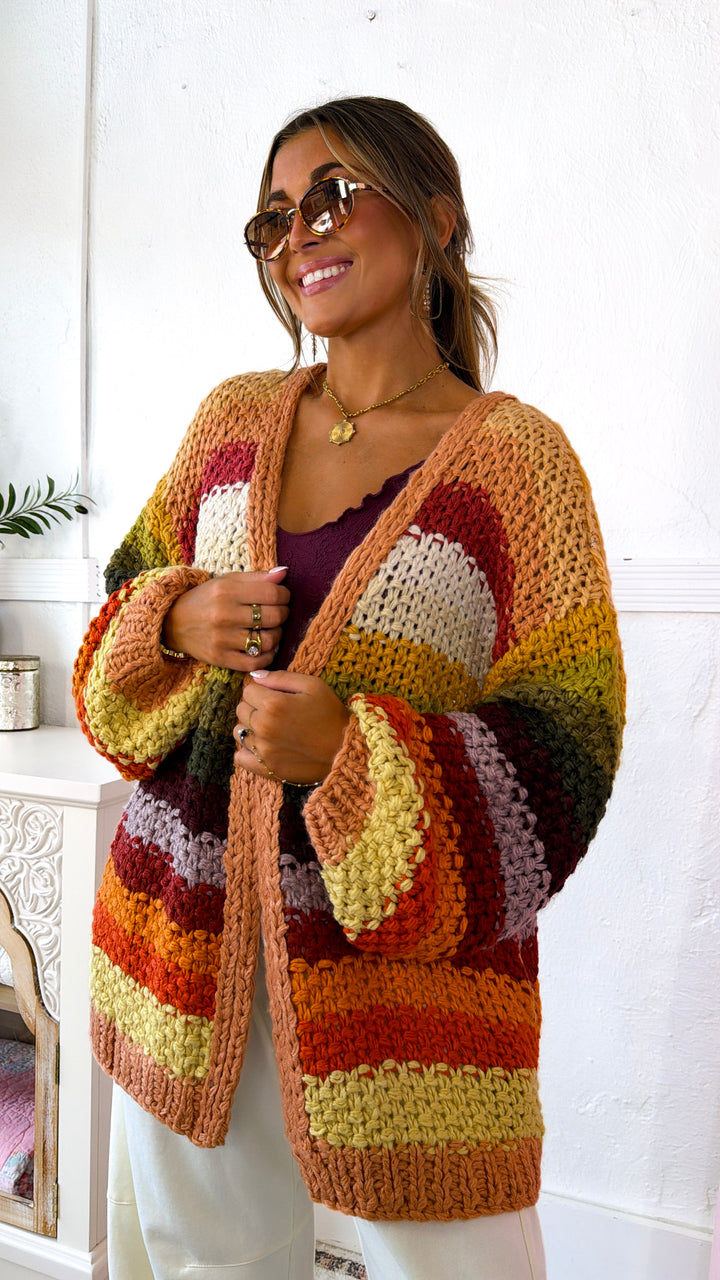 Hand Crochet Oversized Cardigan, Autumn Leaves