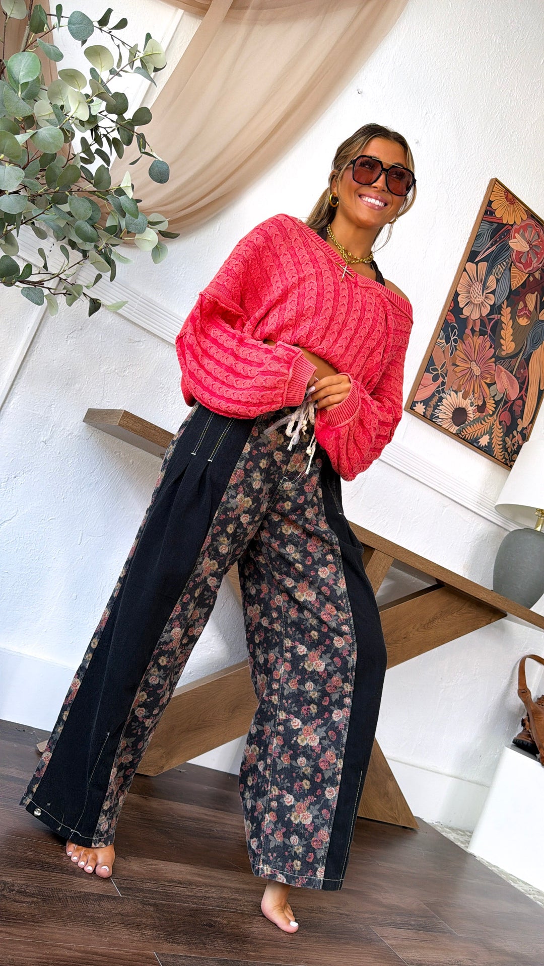 Boho Dark Detailed Pants, Black