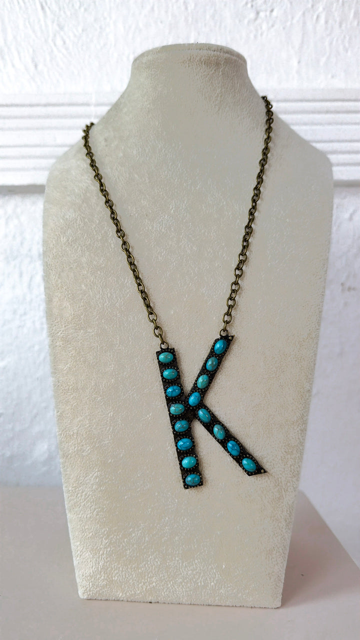 Blaze Initial Necklace, Bronze