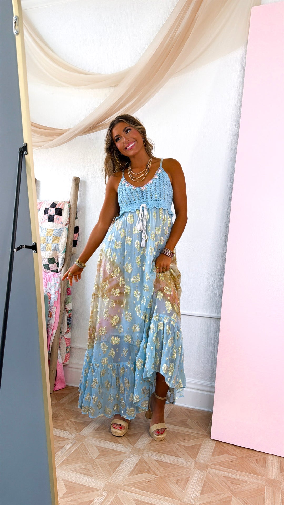 Lavender Fields Maxi Dress, Sky Blue