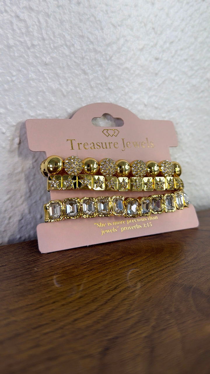 Radiant Gold Crystal Bracelet Stack