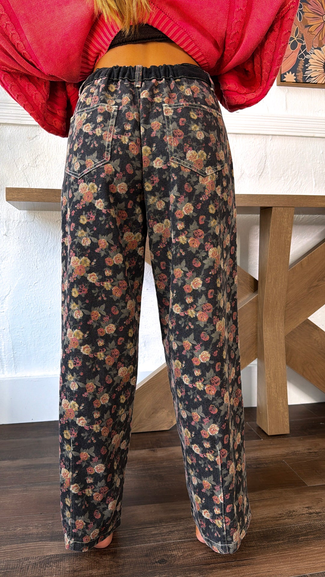 Boho Dark Detailed Pants, Black