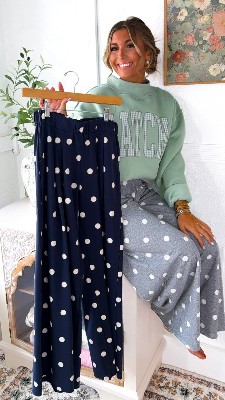 Sweet Spot Polka Dot Sweatpants, Navy/ Cream