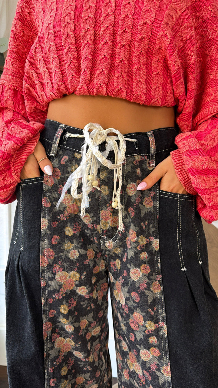 Boho Dark Detailed Pants, Black
