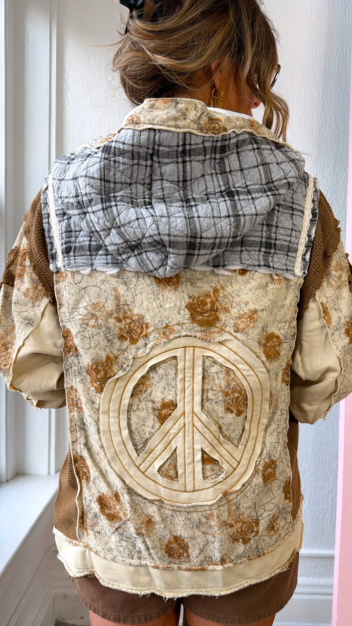 Golden Loom Patterned Jacket, Toasted Almond