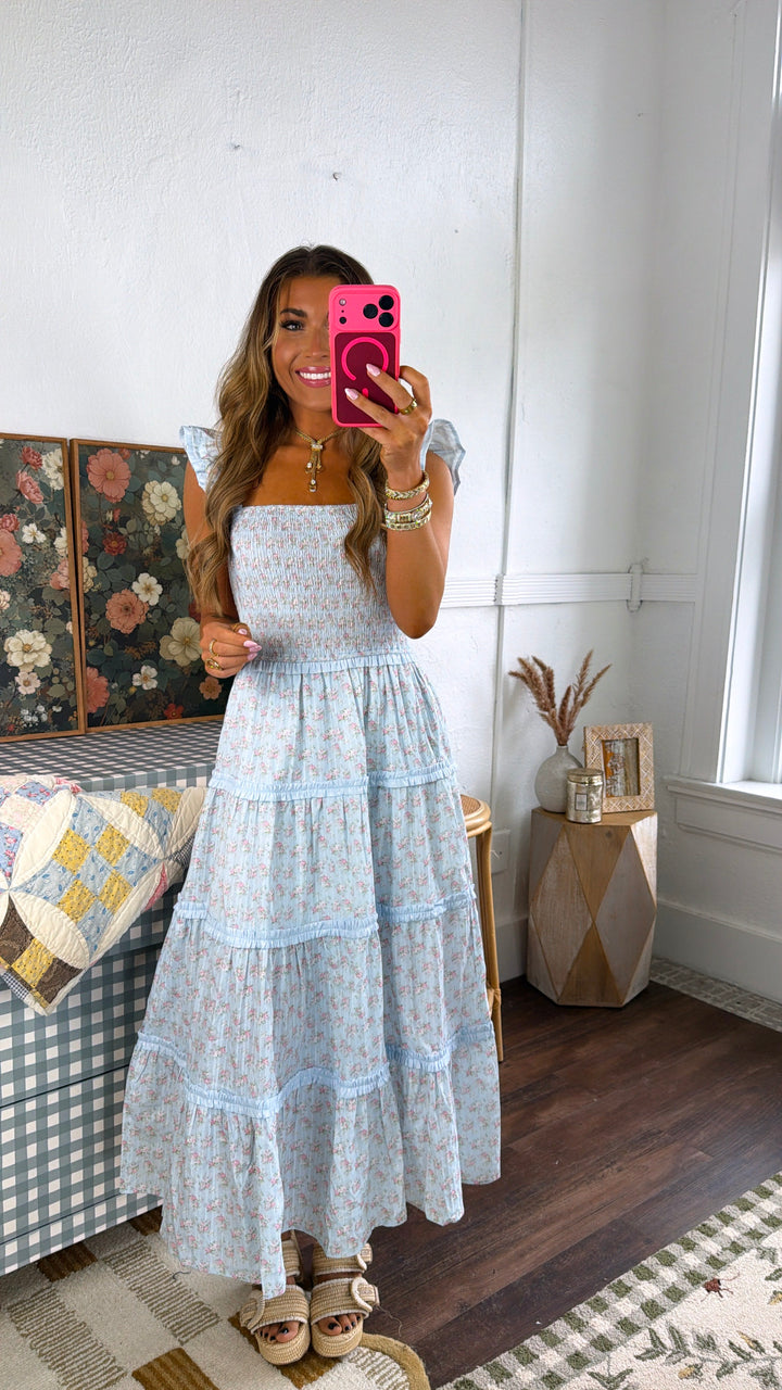 Buttercup Girl Floral Maxi Dress, Lt. Blue