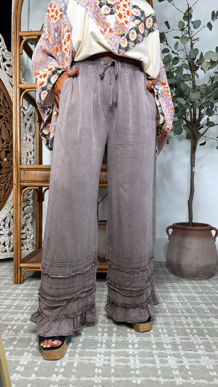 Slate Sky Flowy Pants, Burnt Charcoal