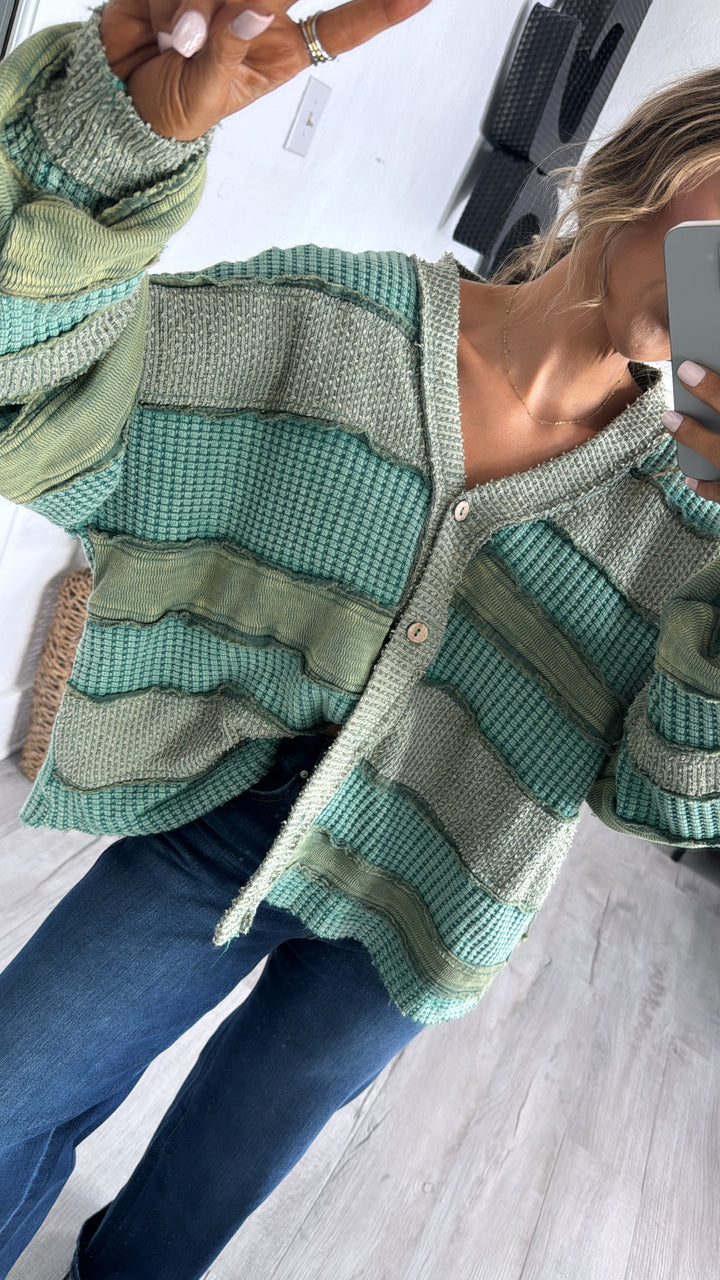 Lilou Vintage Cardigan, Green Combo
