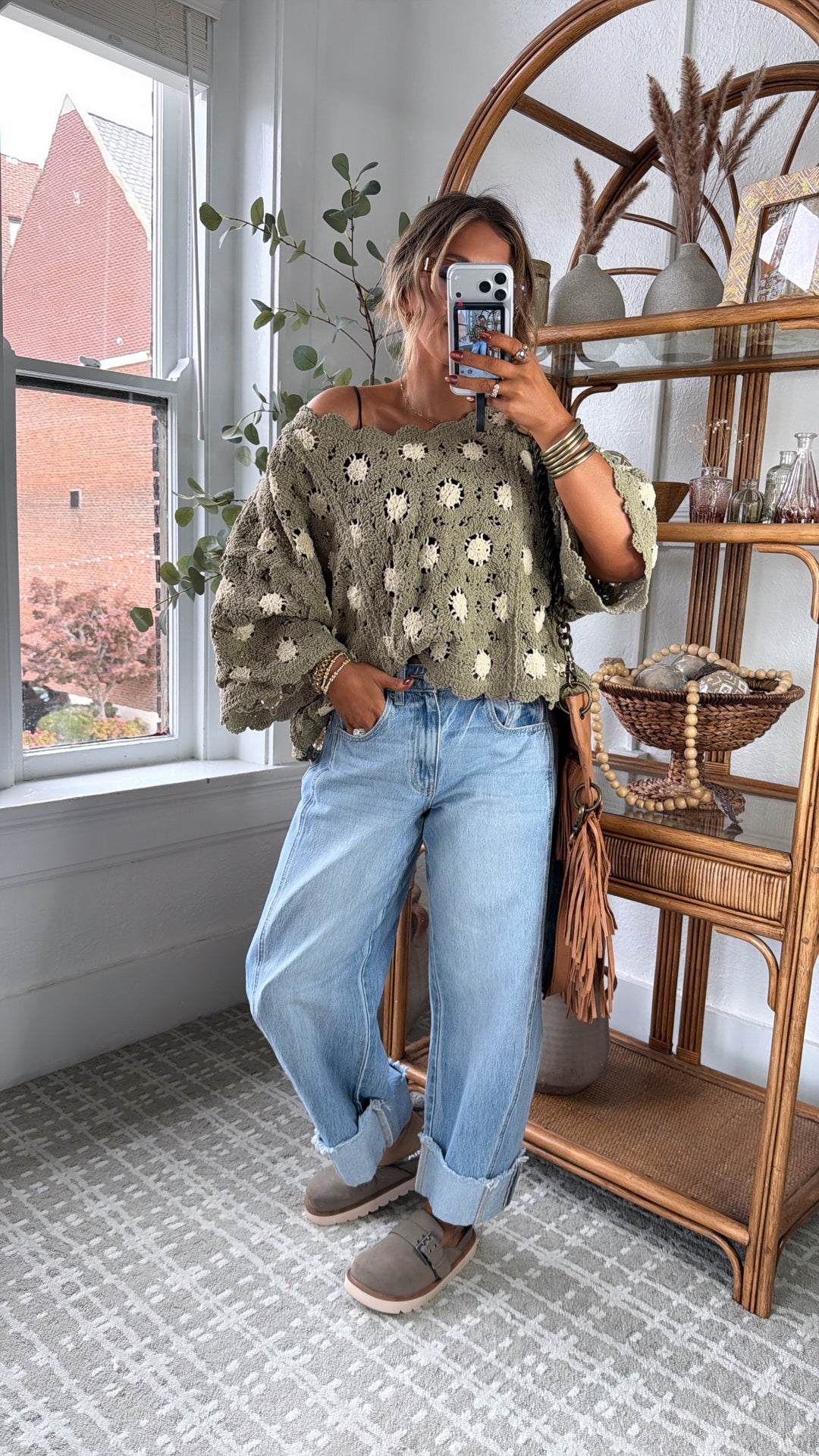 Emberlynn Knit Top, Olive/Almond