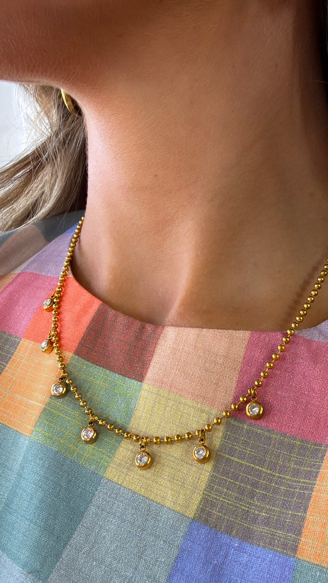 Water Proof Dropping Crystals Necklace