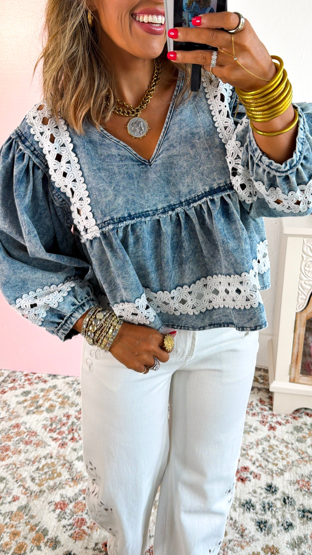 Ocean Stripe Blouse, Denim