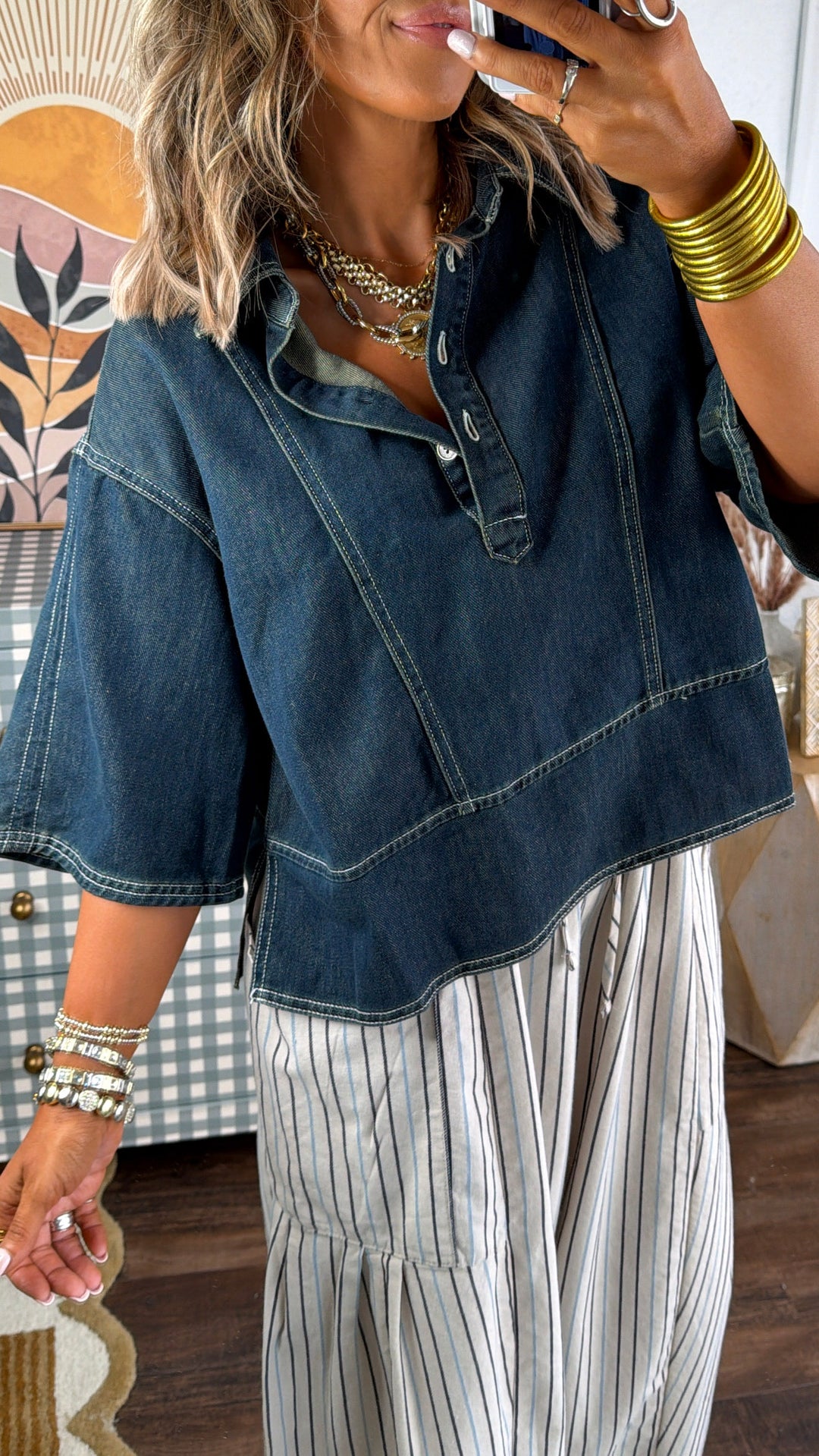 Bluebird Denim Top, Dark Denim
