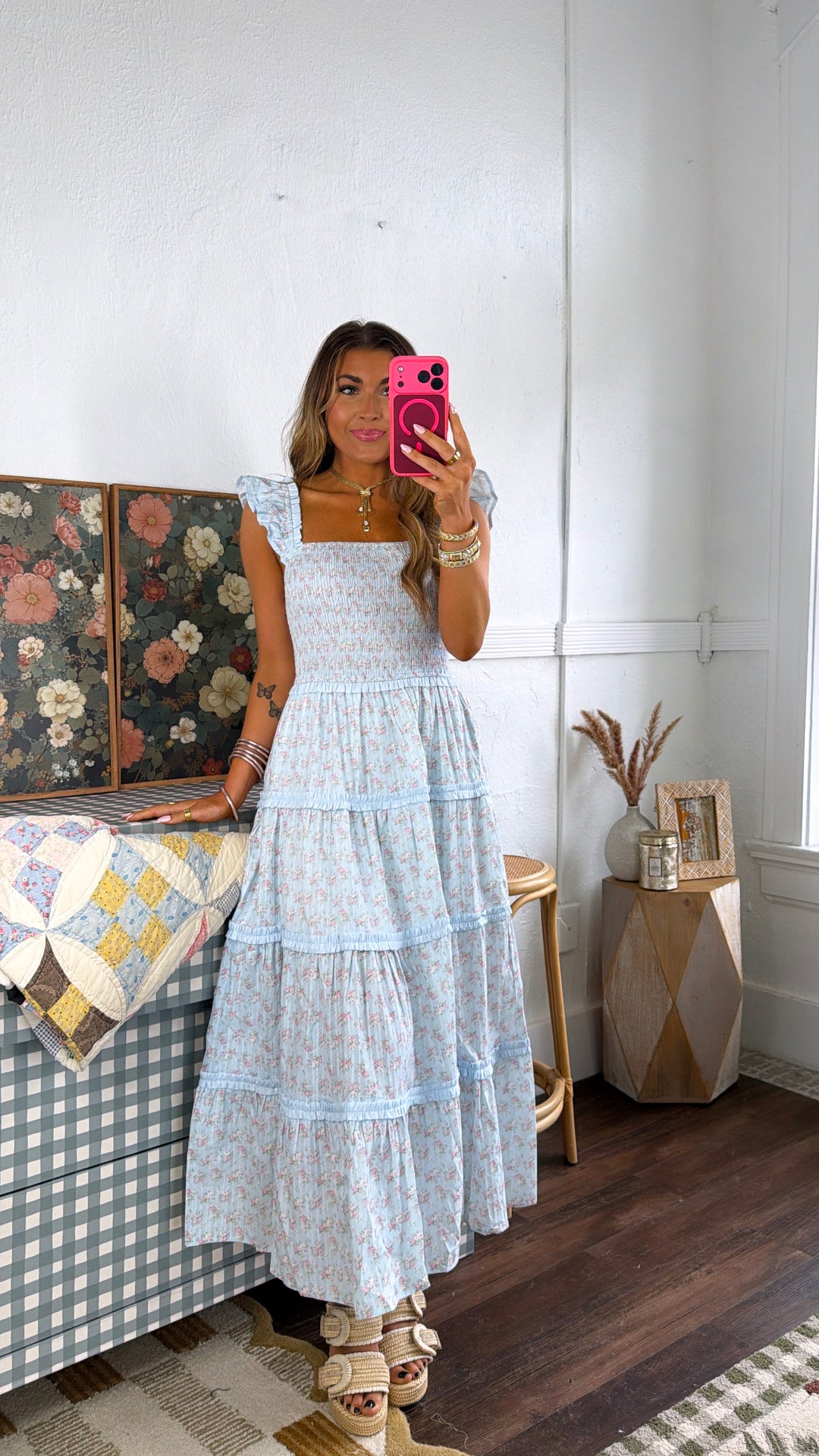 Buttercup Girl Floral Maxi Dress, Lt. Blue