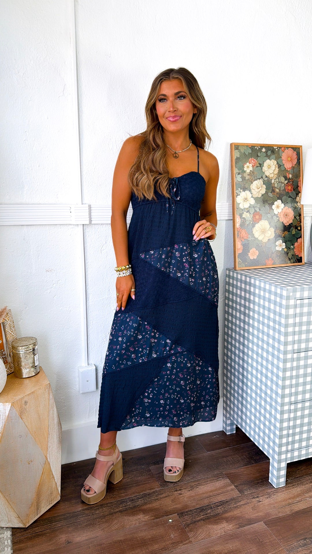 The Garden Maxi Dress, Navy Multi