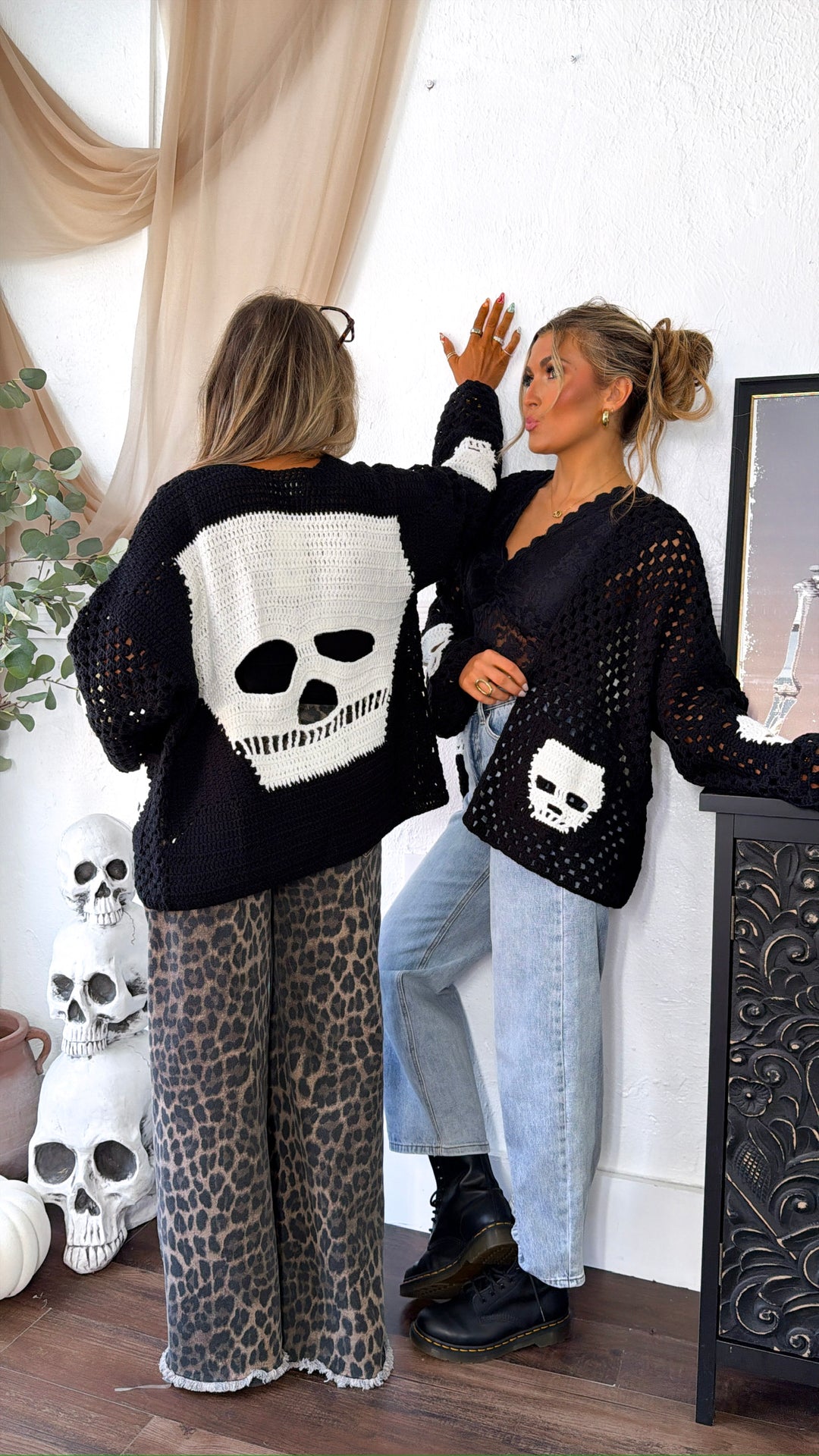 Dressed In Skulls Cardigan, Black