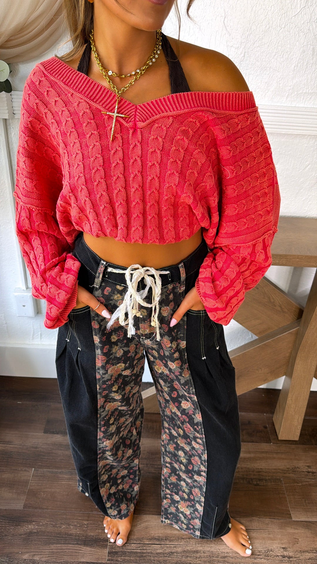 Harper Knit Sweater, Apple Red