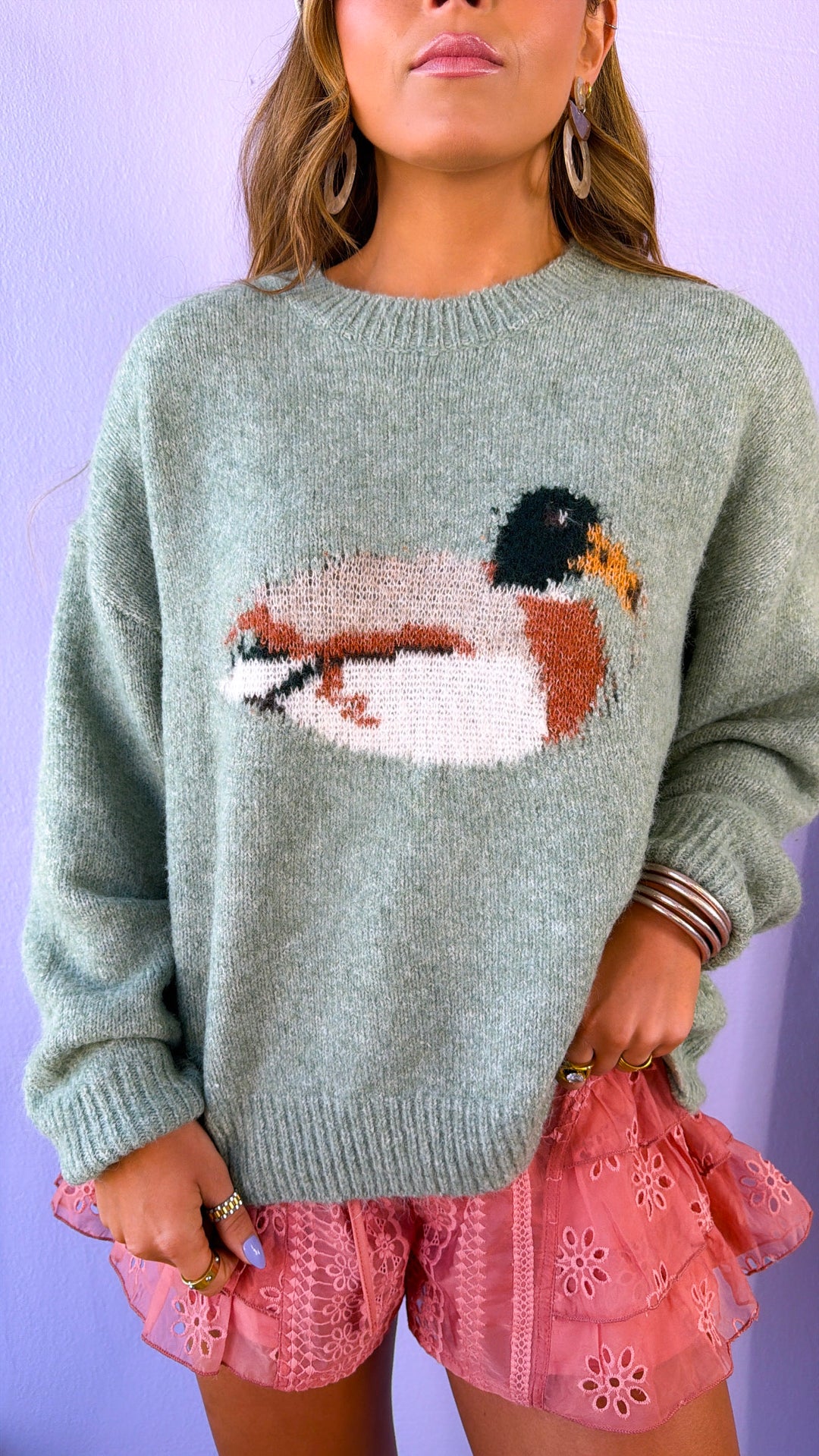 Puddle Jumper Duck Sweater, Sage