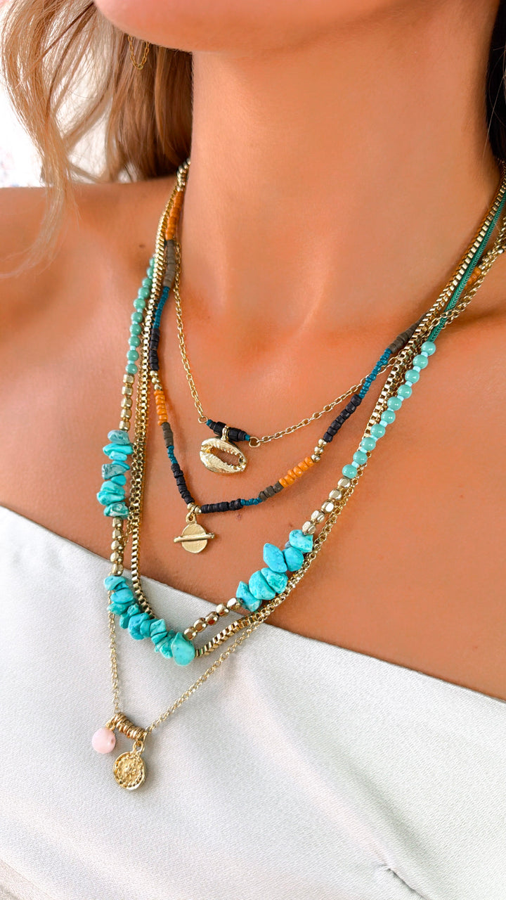 Wild River Boho Beaded Necklace, Turquoise