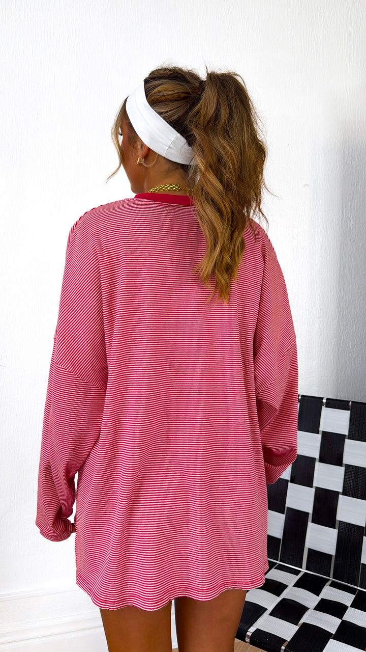Comfy Stripe Top, Red