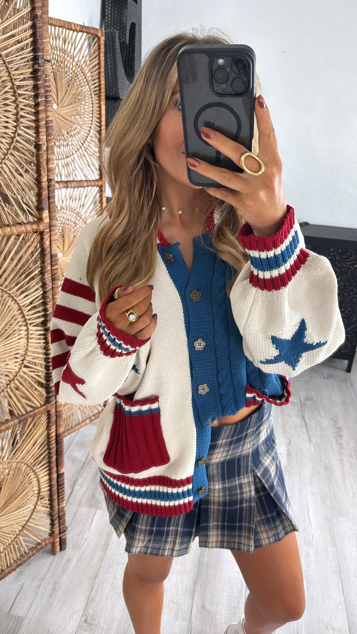 Willow Haven Knit Cardigan, Cream Multi