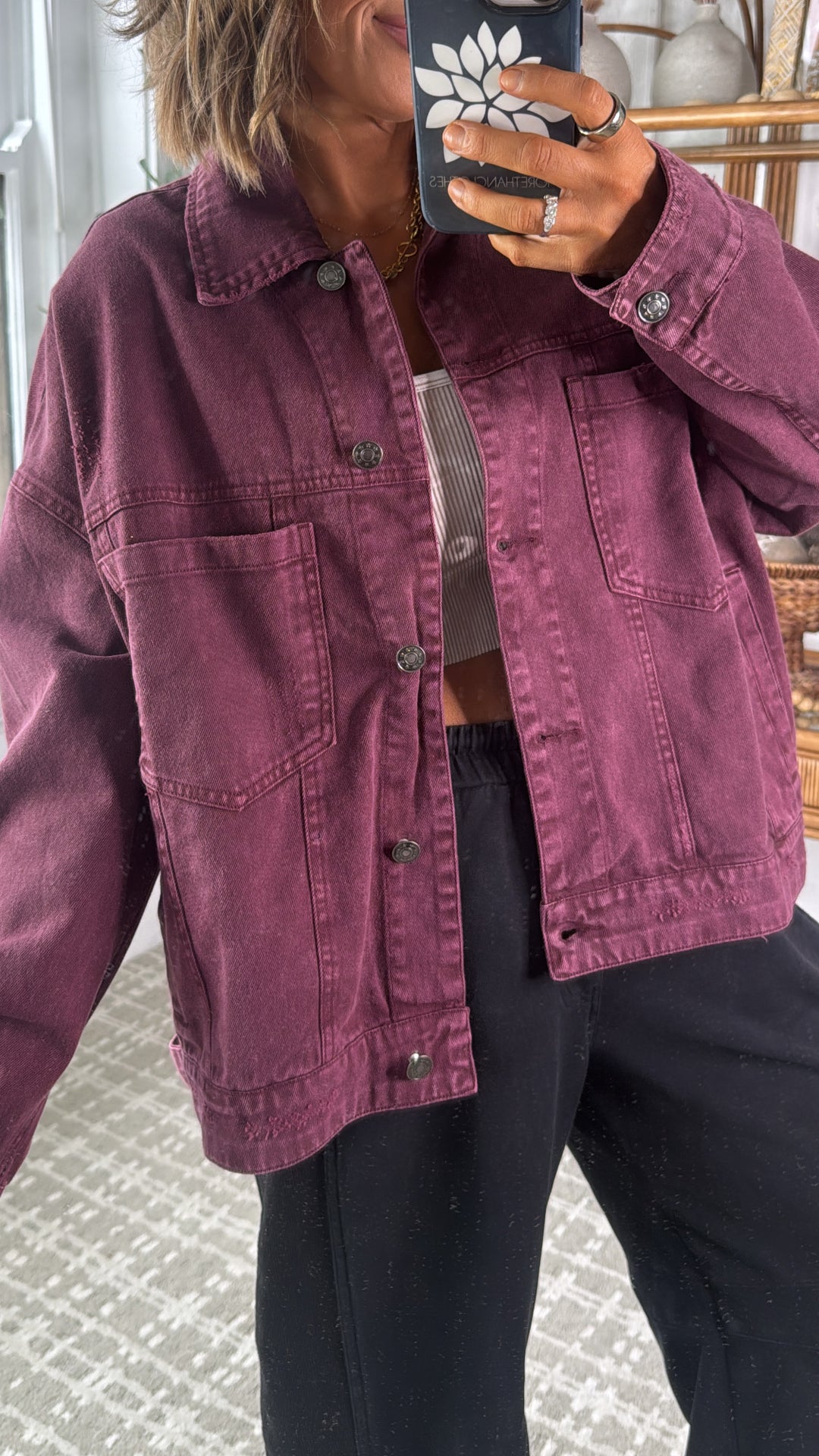 Wrens Button Up Jacket, Cherry Lacquer