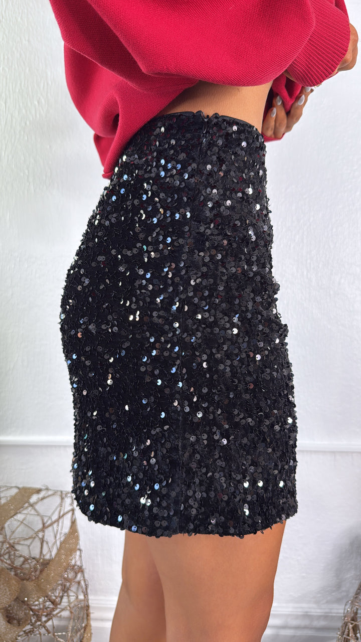 Dress To Impress Sequin Mini Skirt, Black