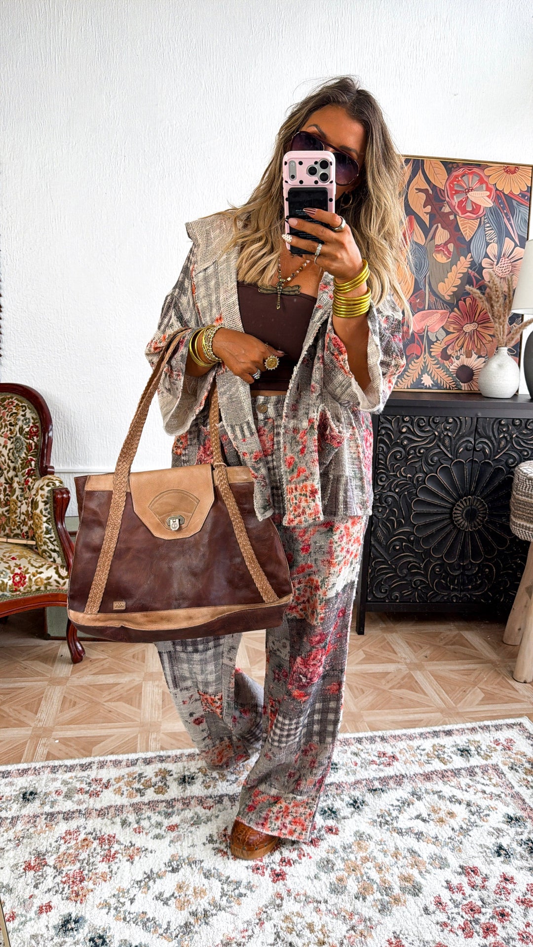 Fallin Florals Patch Jacket, Black Multi